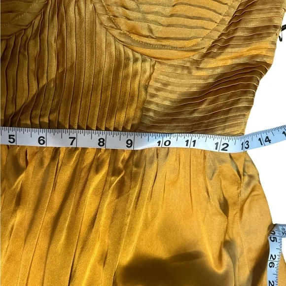 NWT ASTR The Label Pleated Bustier Midi Party Dress Gold XS Satin Slip Style - Picture 7 of 8